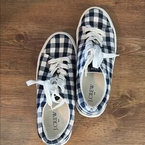 J. Crew Navy & White Gingham Lace-Up Sneakers